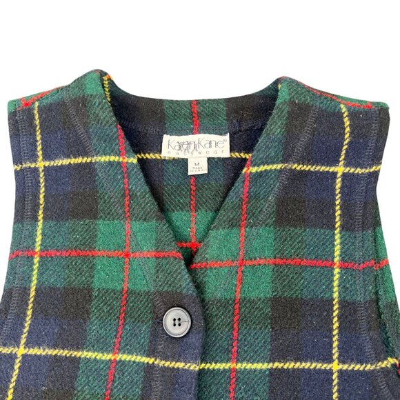 Vintage Karen Kane women’s Plaid Wool-Blend Vest Sz Medium Y2K Old Money Preppy - Picture 3 of 9
